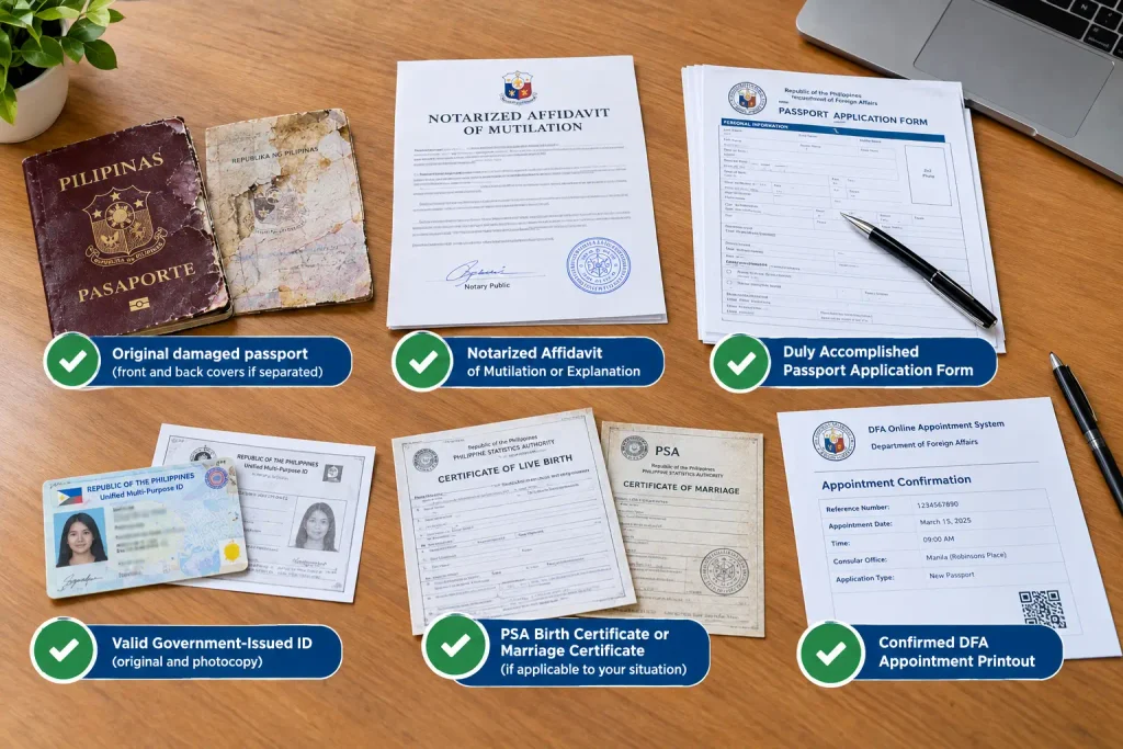 Document Preparation Checklist in Damaged Passport Replacement
