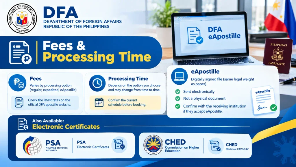 Fees and Processing Time in DFA Apostille Appointment